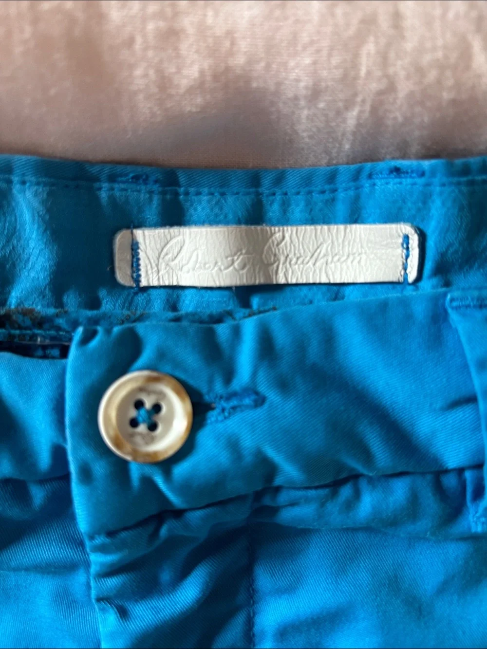 Robert Graham white trim Teal Turquoise Blue Shorts 34 leather label Classic Fit